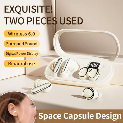 MSHUKCOE Mini Invisible Bluetooth Earphones - True Wireless, Touch Control, Noise Cancelling, IPX5 Waterproof for Sports & Gym