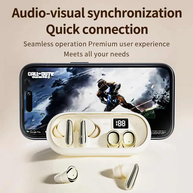 MSHUKCOE Mini Invisible Bluetooth Earphones - True Wireless, Touch Control, Noise Cancelling, IPX5 Waterproof for Sports & Gym