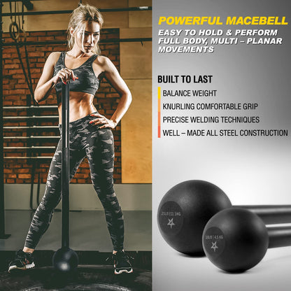 Elevate Your Strength Training with Our Versatile Steel Mace Bell - Perfect for Full Body Workouts, Available in Multiple Weights for Everyone!