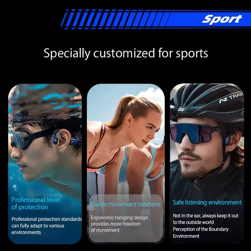 Aigo GS06 Swimming Headphones Professionally Waterproof IP68 Wireless Open Wearable Bluetooth 5.4 32GB MP3 Sports Bone Conduction Headphones Audio Magnetic Memory Titanium Usb