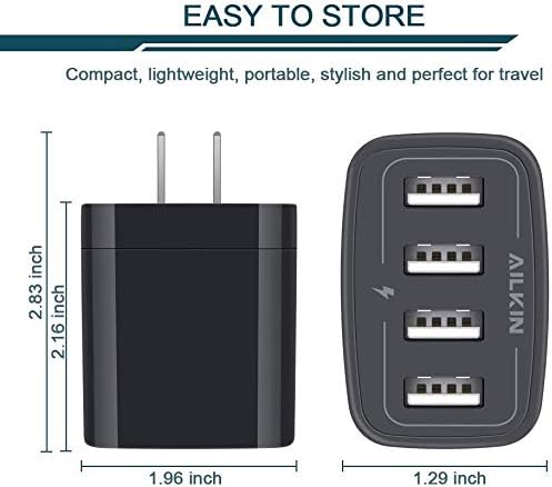 Power Up Your Devices with AILKIN's 4-Port USB Wall Charger - Fast Charging Station for iPhone, Samsung, and More!