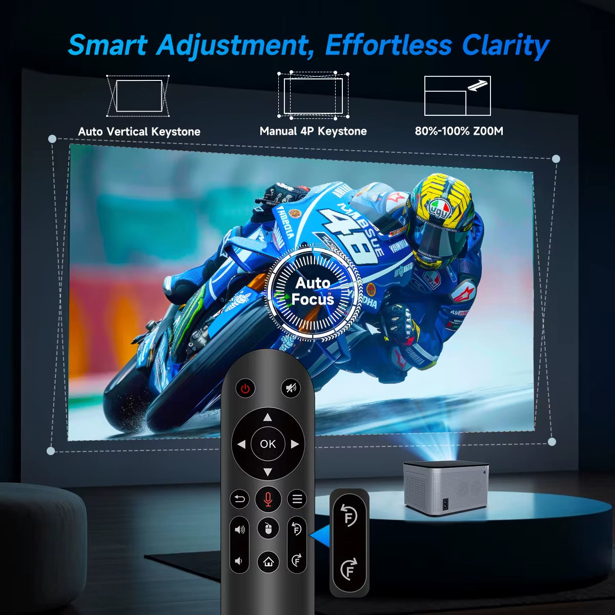 4K Smart Projector with Android 11, 580ANSI Brightness, Full HD 1920x1080P, WiFi 6, BT 5.0, Voice Control - Ultimate Home Cinema Experience