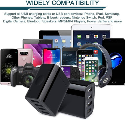 Power Up Your Devices with AILKIN's 4-Port USB Wall Charger - Fast Charging Station for iPhone, Samsung, and More!