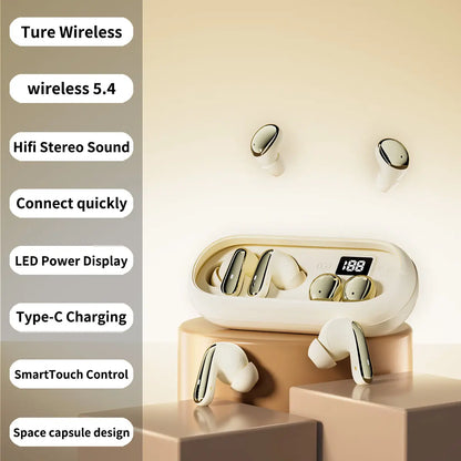 MSHUKCOE Mini Invisible Bluetooth Earphones - True Wireless, Touch Control, Noise Cancelling, IPX5 Waterproof for Sports & Gym