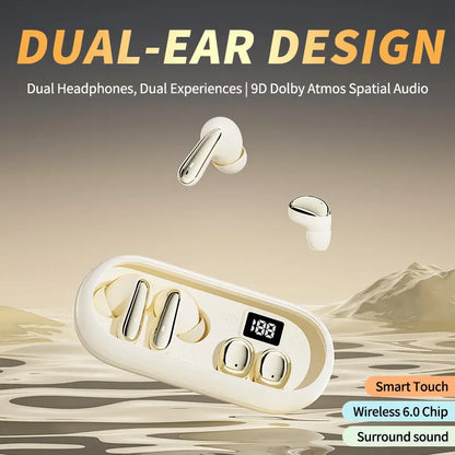 MSHUKCOE Mini Invisible Bluetooth Earphones - True Wireless, Touch Control, Noise Cancelling, IPX5 Waterproof for Sports & Gym