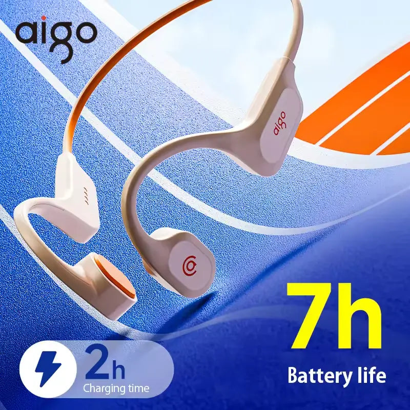 Aigo GS06 Swimming Headphones Professionally Waterproof IP68 Wireless Open Wearable Bluetooth 5.4 32GB MP3 Sports Bone Conduction Headphones Audio Magnetic Memory Titanium Usb