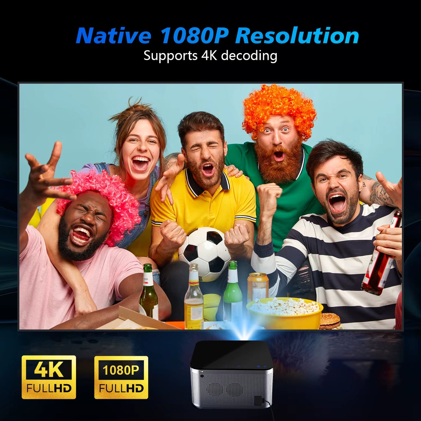 4K Smart Projector with Android 11, 580ANSI Brightness, Full HD 1920x1080P, WiFi 6, BT 5.0, Voice Control - Ultimate Home Cinema Experience