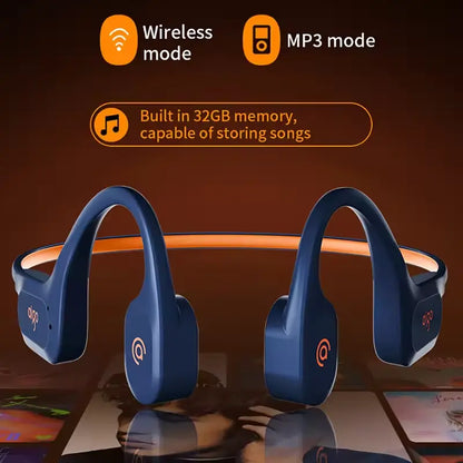 Aigo GS06 Swimming Headphones Professionally Waterproof IP68 Wireless Open Wearable Bluetooth 5.4 32GB MP3 Sports Bone Conduction Headphones Audio Magnetic Memory Titanium Usb