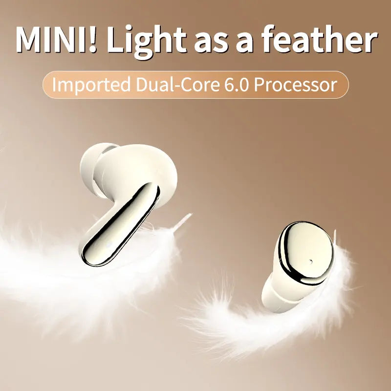 MSHUKCOE Mini Invisible Bluetooth Earphones - True Wireless, Touch Control, Noise Cancelling, IPX5 Waterproof for Sports & Gym